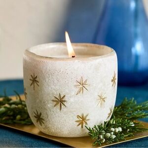 Anthropologie Gold Stars Glass Candle
